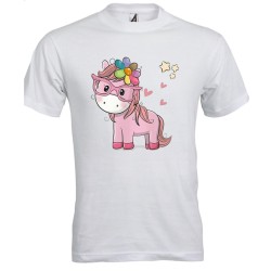 T-shirt bambina Cavallina rosa