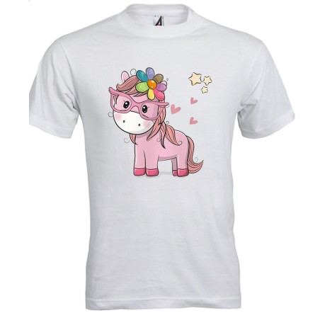 T-shirt bambina Cavallina rosa
