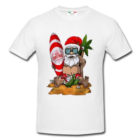 T-shirt uomo Babbo Natale Hawaii