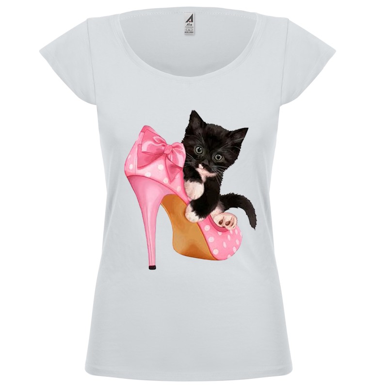 T-shirt donna Scarpa e gatto