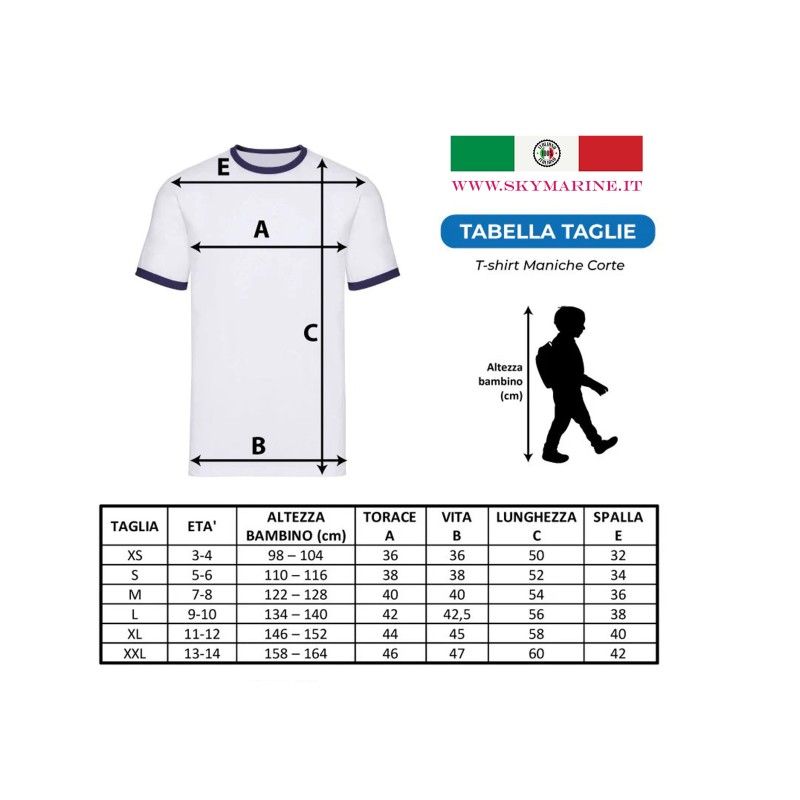 Tabelle taglie t-shirt bambino